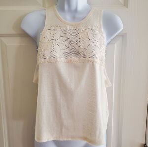 We the Free Free People Creme Crochet Front Cropped Tank Top Women's Sz XS